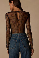 Vaughn Black Sheer Lace Bustier Bodysuit