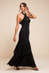 Eloria Black Halter Maxi Dress