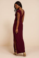 Ula Burgundy Jersey Knit Column Maxi Dress