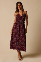 Helene Mauve Purple Floral Print Midi Dress