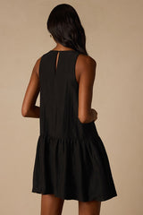 Idina Black Shift Drop Waist Mini Dress