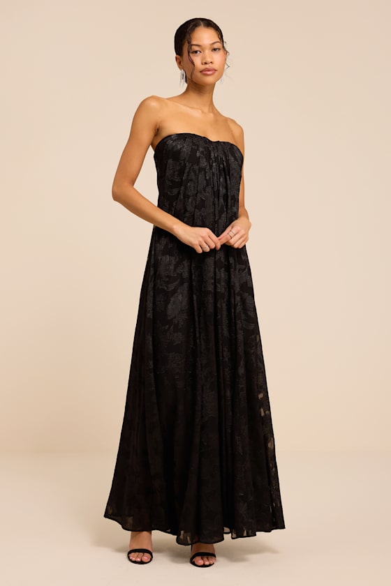 Amiri Black Floral Burnout Shift Maxi Dress