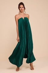 Daylen Emerald Satin Shift Maxi Dress