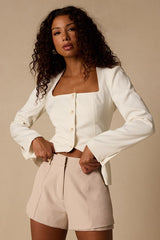 Deney Beige High-Rise Shorts