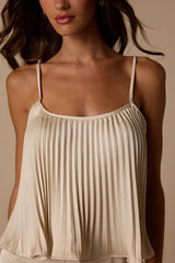 Caspian Cream Satin Pleated Cami Top
