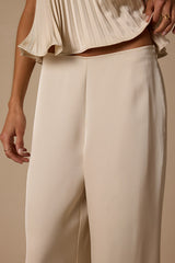 Caspian Cream Satin Wide-Leg Pants