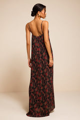 Avi Black Floral Print Pleated Sleeveless Maxi Dress