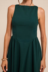 Kenly Emerald Boat Neck Cutout Midi Dress