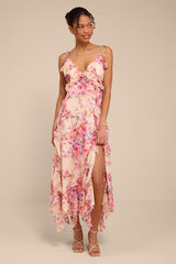 Rylee Cream Multi Floral Tie-Strap Midi Dress
