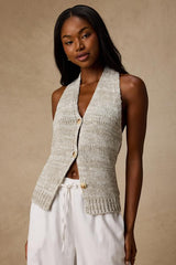Teresa Heather Grey Halter Sweater Top