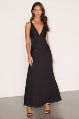 Julissa Black Embroidered Tie-Back Maxi Dress
