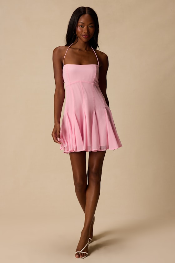Sophrina Pink Halter Mini Dress