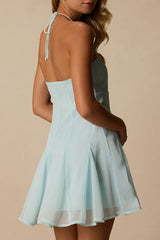 Sophrina Mint Blue Halter Mini Dress