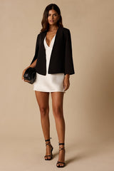 Voguish Charm Black Split Sleeve Blazer Cape
