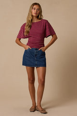 Austin Berry Red Striped Dolman Sleeve Top