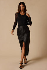 Everyday Luck Black Ruched Long Sleeve Bodysuit