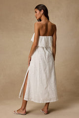 Jessamine Ivory Eyelet Embroidered Strapless Midi Dress