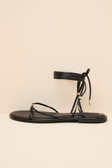 Emory Black Lace-Up Sandals