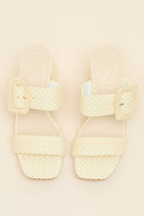 Lucy French Vanilla Raffia High Heel Slide Sandals