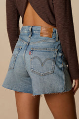 Ribcage Medium Wash High-Rise Cutoff Denim Shorts