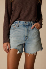 Ribcage Medium Wash High-Rise Cutoff Denim Shorts