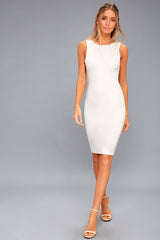 Like a Lady White Backless Midi Dress