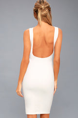 Like a Lady White Backless Midi Dress