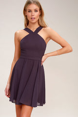 Forevermore Dusty Purple Skater Dress