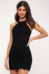 Love Poem Black Lace Mini Dress