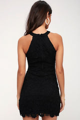 Love Poem Black Lace Mini Dress