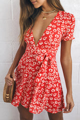 Garden Explorer Red Floral Print Mini Dress