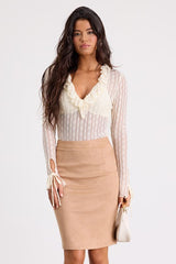Superpower Tan Suede Pencil Skirt