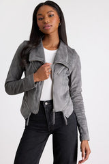 Ready For Anything Charcoal Grey Suede Moto Jacket