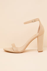Taylor Natural Suede Ankle Strap Heels
