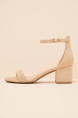 Harper Natural Suede Ankle Strap Heels