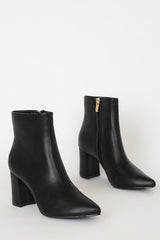 Sarai Black Pointed-Toe Ankle Booties
