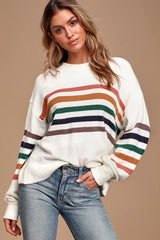 Heart to Heart Ivory Multi Striped Sweater