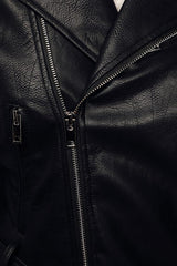 Off The Edge Black Vegan Leather Moto Jacket