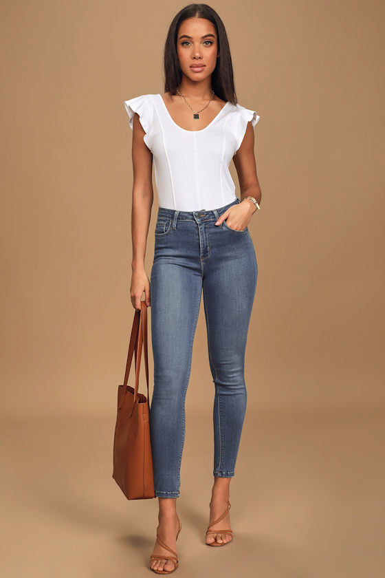 Aralia Medium Wash High-Rise Skinny Jeans