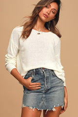 Positive Affirmations Ivory Loose Knit Sweater