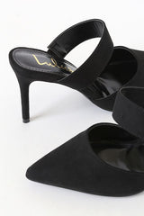 Faire Black Suede Pointed-Toe Mules