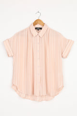 Everlee Light Pink Striped Button-Up Top