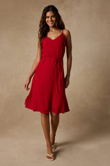 Camila Red Sleeveless Sheath Midi Dress