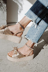 Rayanna Rose Gold Espadrille Platform Sandals