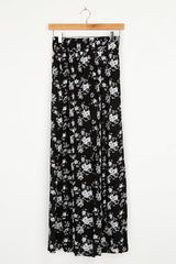 Loves the Sun Black Floral Print Wide-Leg Pants
