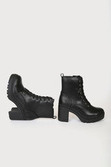 Riana Black Lace-Up Platform Boots