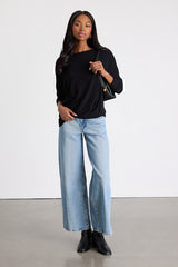 Verla Black Dolman Sleeve Sweater Top