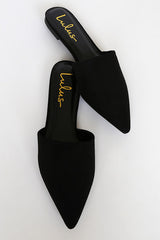 Lorena Black Suede Pointed Toe Slides