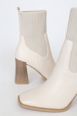 Naynee Bone Square Toe Mid-Calf Boots
