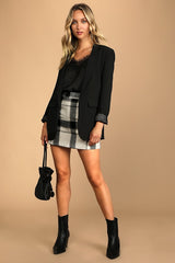 Mad for Plaid Black and White Plaid Mini Skirt